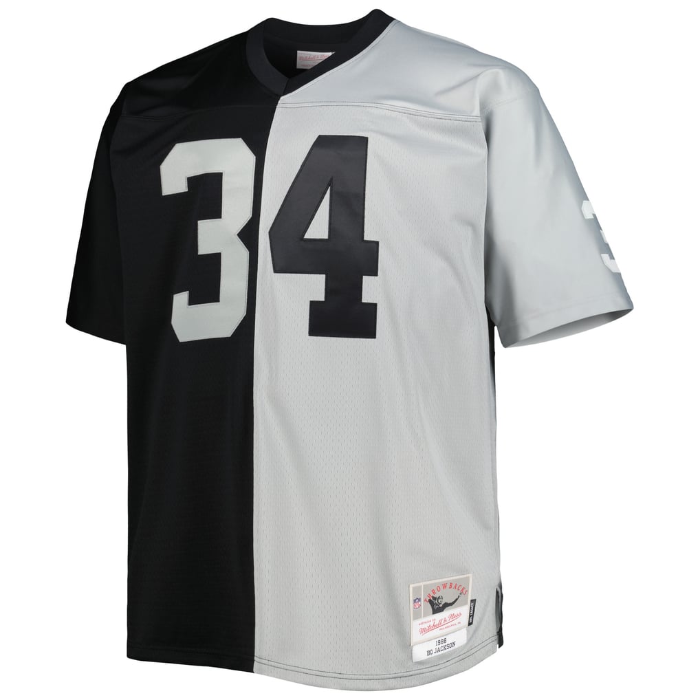 Men's Las Vegas Raiders Bo Jackson Black/Silver Big & Tall Split Legacy Retired Player Replica Jersey