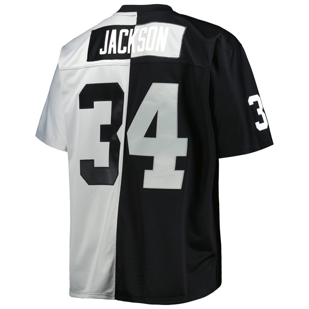 Men's Las Vegas Raiders Bo Jackson Black/Silver Big & Tall Split Legacy Retired Player Replica Jersey