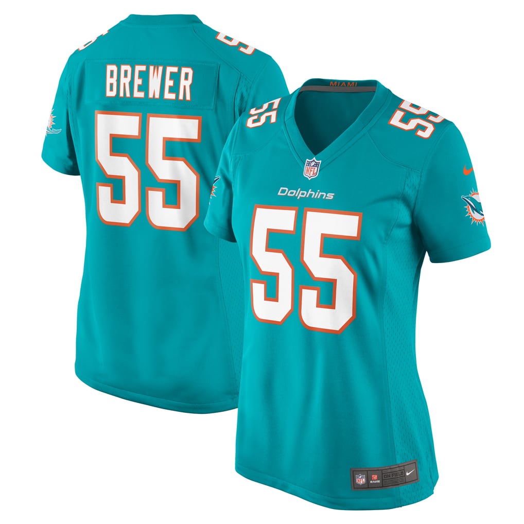 Women's Miami Dolphins Aaron Brewer Aqua Game Jersey