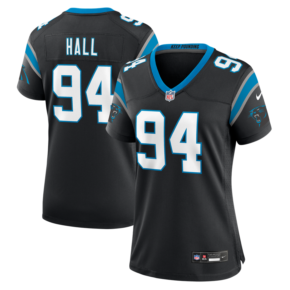 Women's Carolina Panthers Aaron Hall Black Team Game Jersey