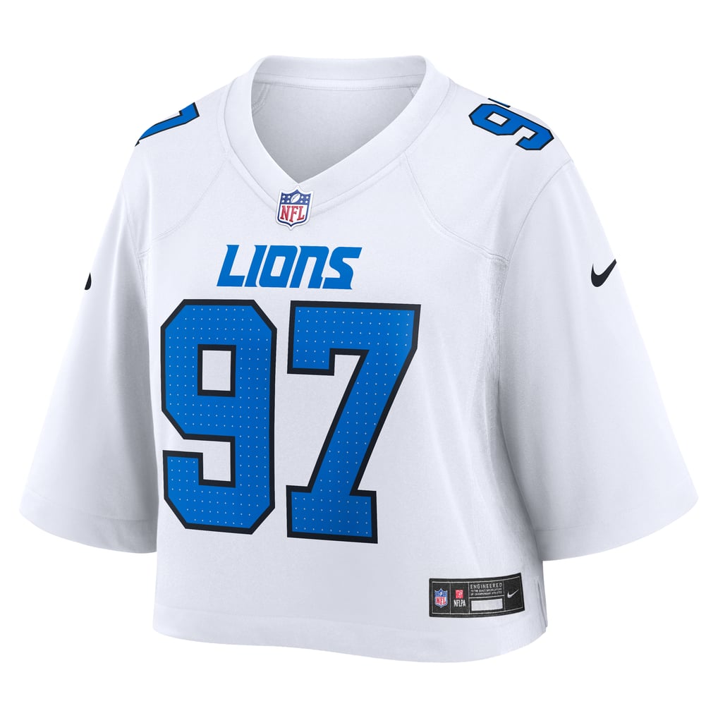 Women's Detroit Lions Aidan Hutchinson White Cropped Fashion Game Jersey