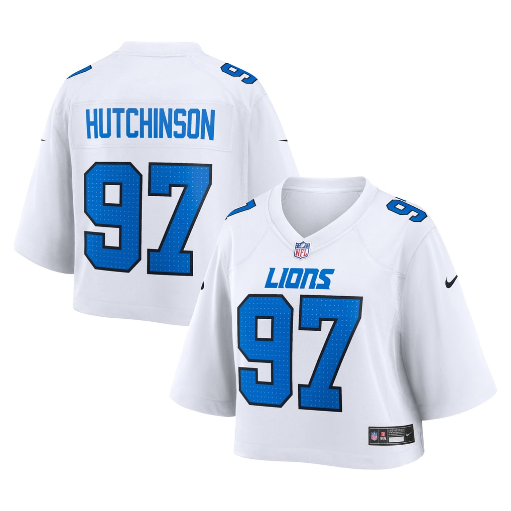 Women's Detroit Lions Aidan Hutchinson White Cropped Fashion Game Jersey