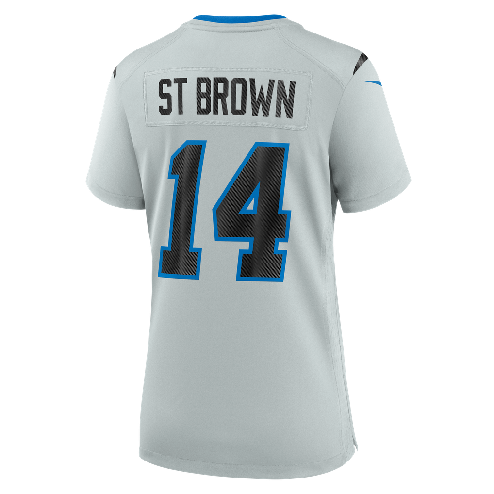 Women's Detroit Lions Amon-Ra St. Brown Silver 2026 Rivalries Collection Game Jersey
