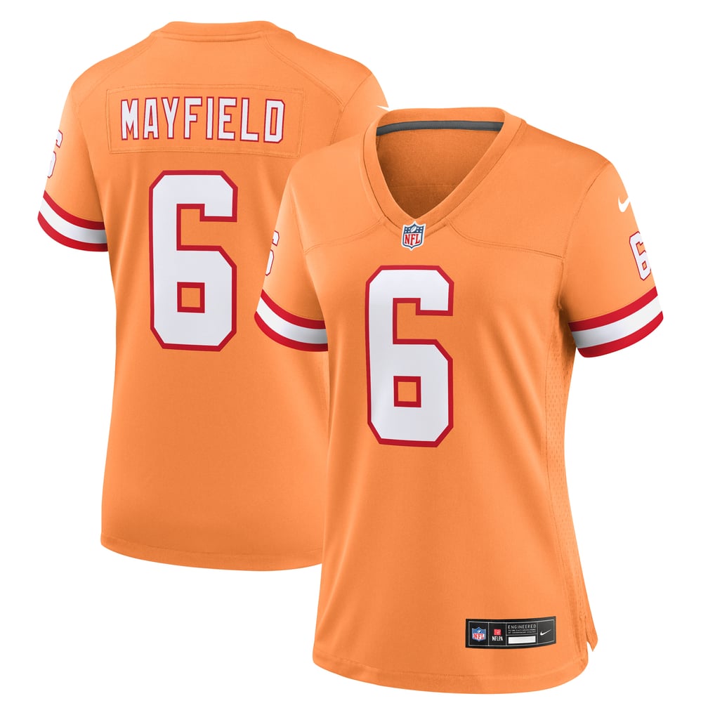 Women's Tampa Bay Buccaneers Baker Mayfield Orange Throwback Game Jersey