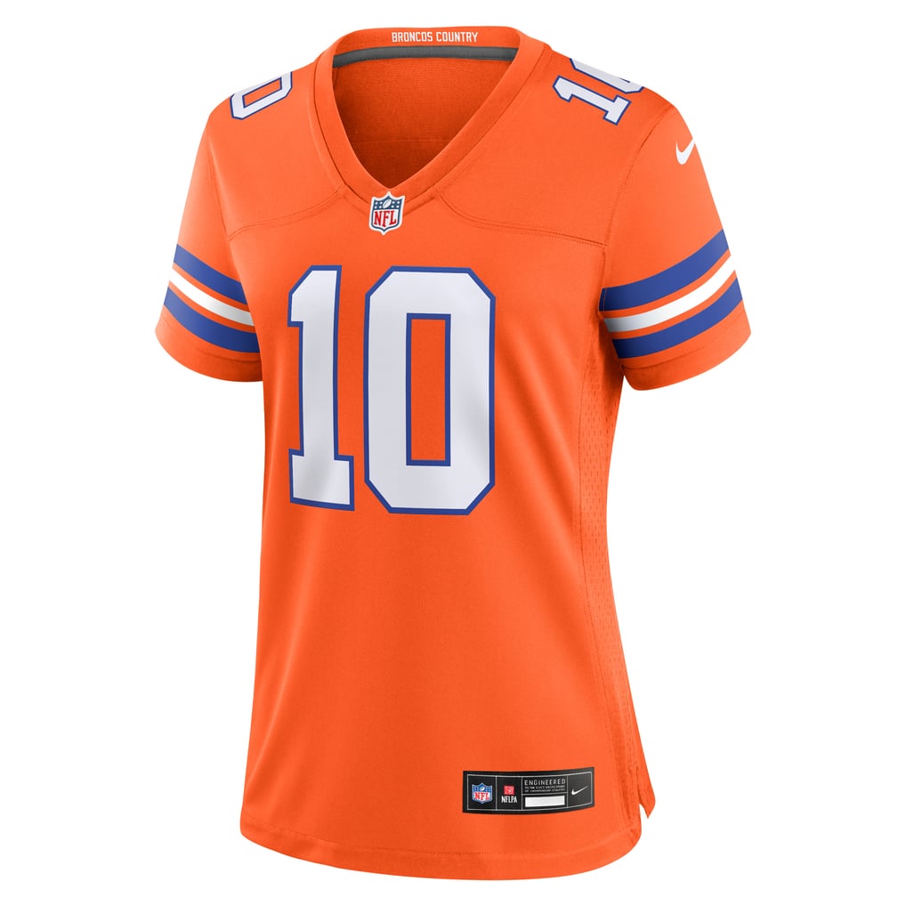 Women's Denver Broncos Bo Nix Orange Mile High Collection 1977 Throwback Player Game Jersey