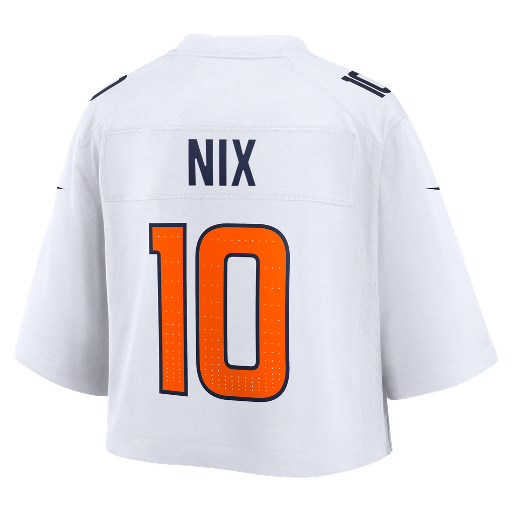 Women's Denver Broncos Bo Nix White Cropped Fashion Game Jersey