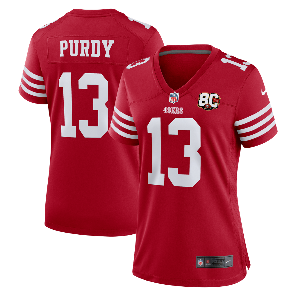 Women's San Francisco 49ers Brock Purdy Scarlet 80th Anniversary Game Jersey