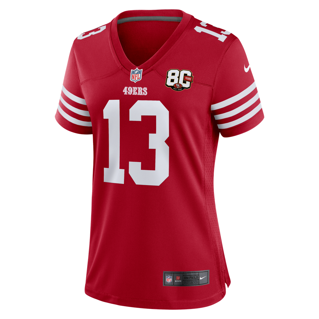 Women's San Francisco 49ers Brock Purdy Scarlet 80th Anniversary Game Jersey