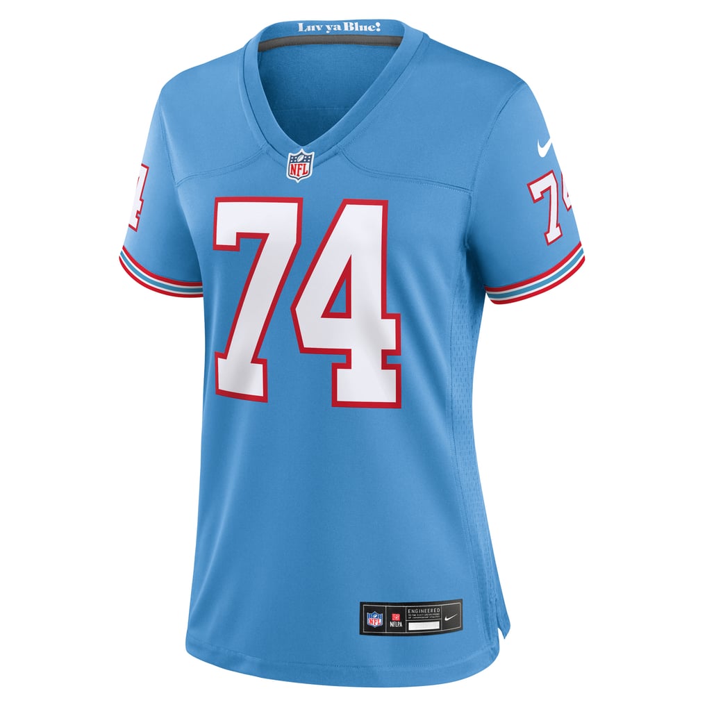 Women's Tennessee Titans Bruce Matthews Light Blue Oilers Throwback Retired Player Game Jersey