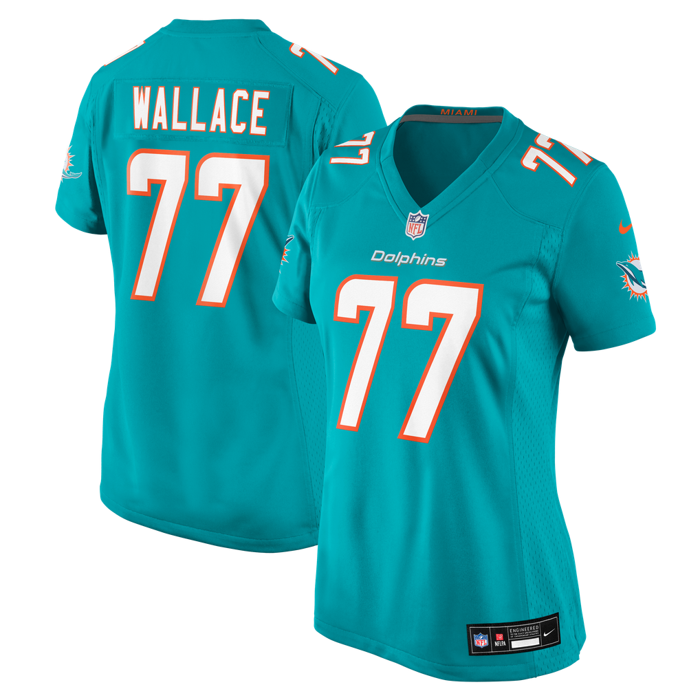 Women's Miami Dolphins Caedan Wallace Aqua Team Game Jersey
