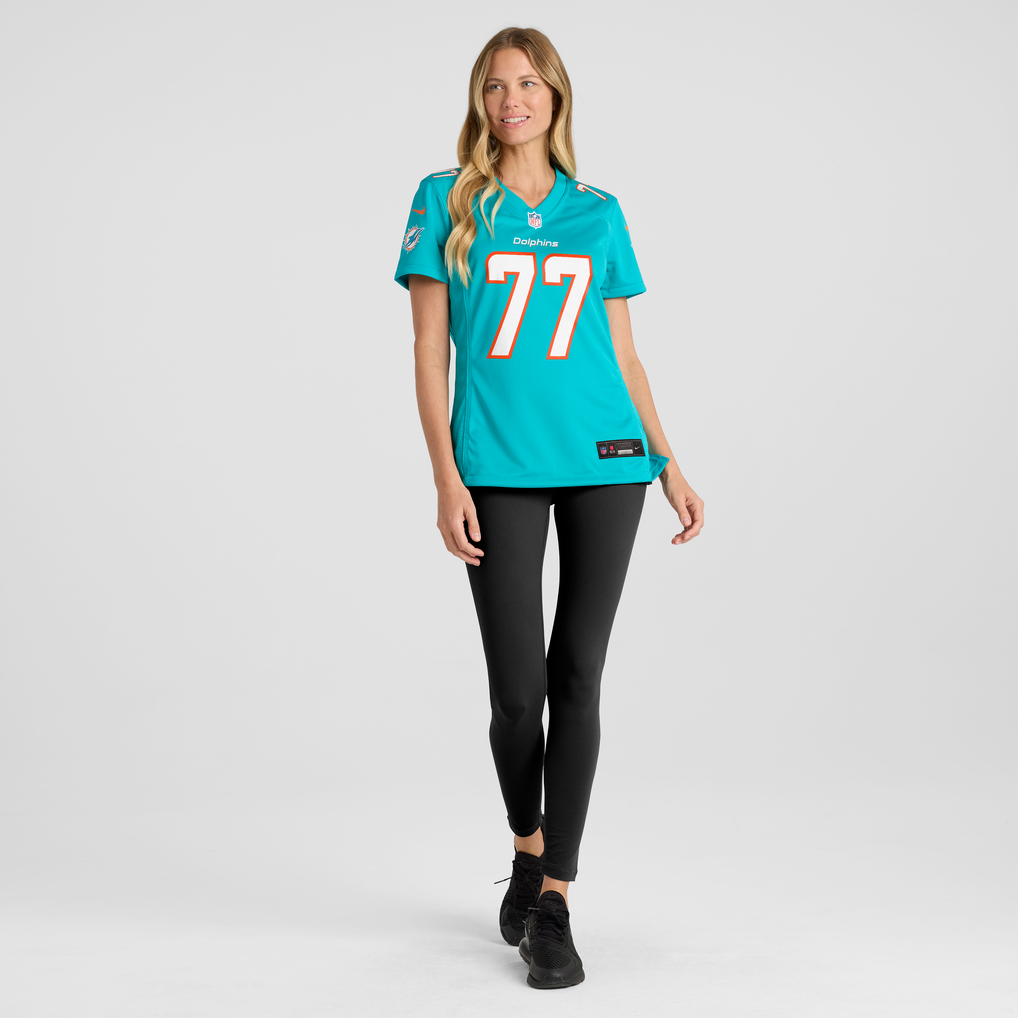 Women's Miami Dolphins Caedan Wallace Aqua Team Game Jersey