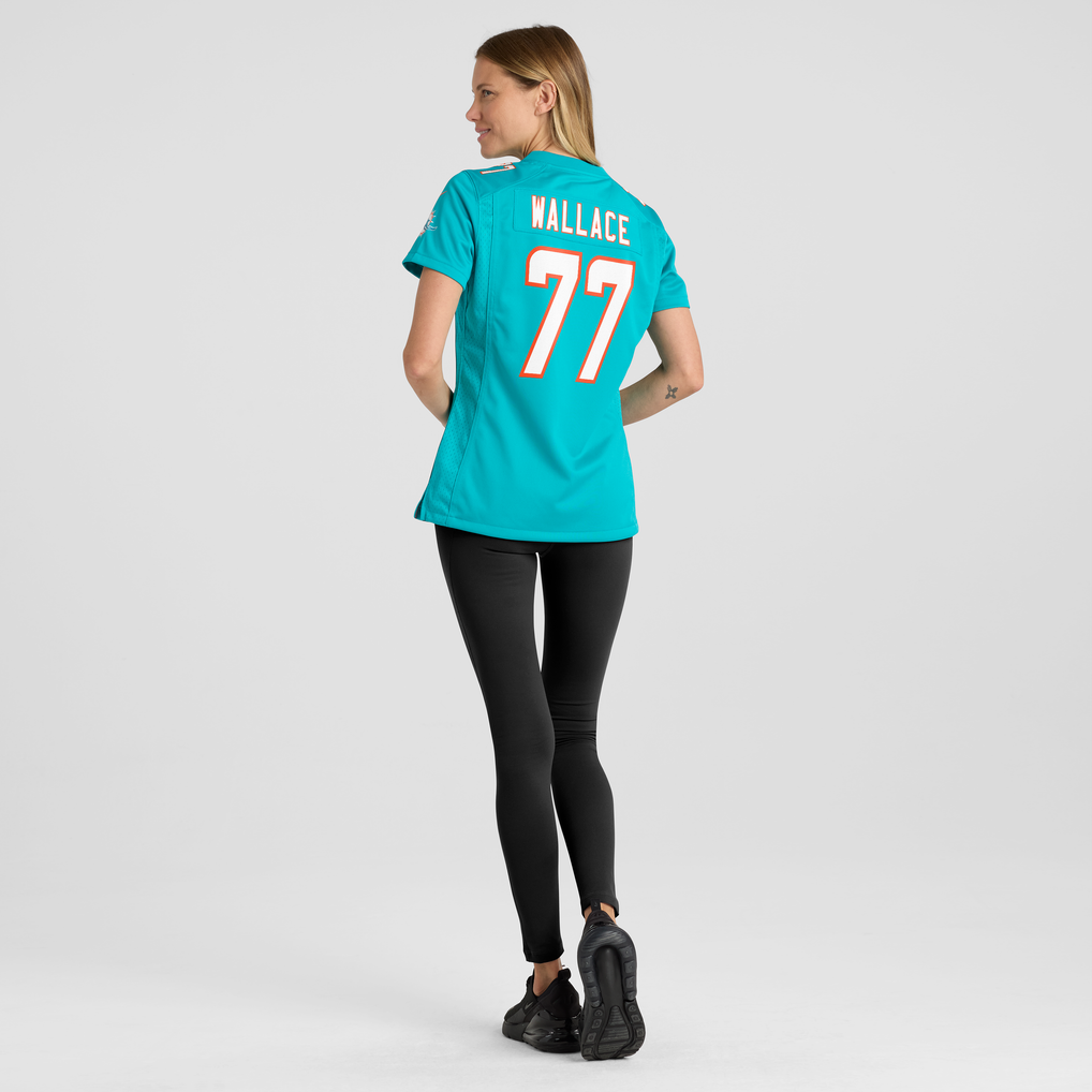 Women's Miami Dolphins Caedan Wallace Aqua Team Game Jersey