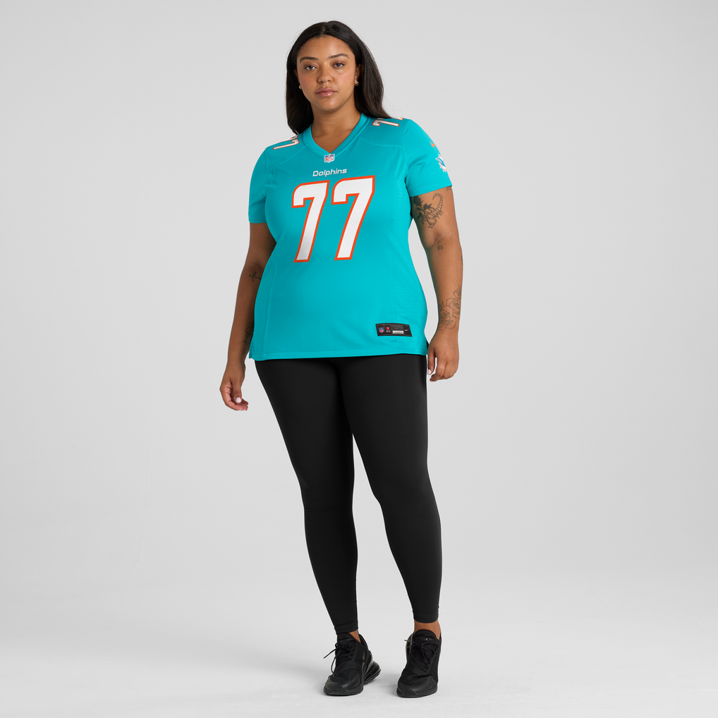 Women's Miami Dolphins Caedan Wallace Aqua Team Game Jersey