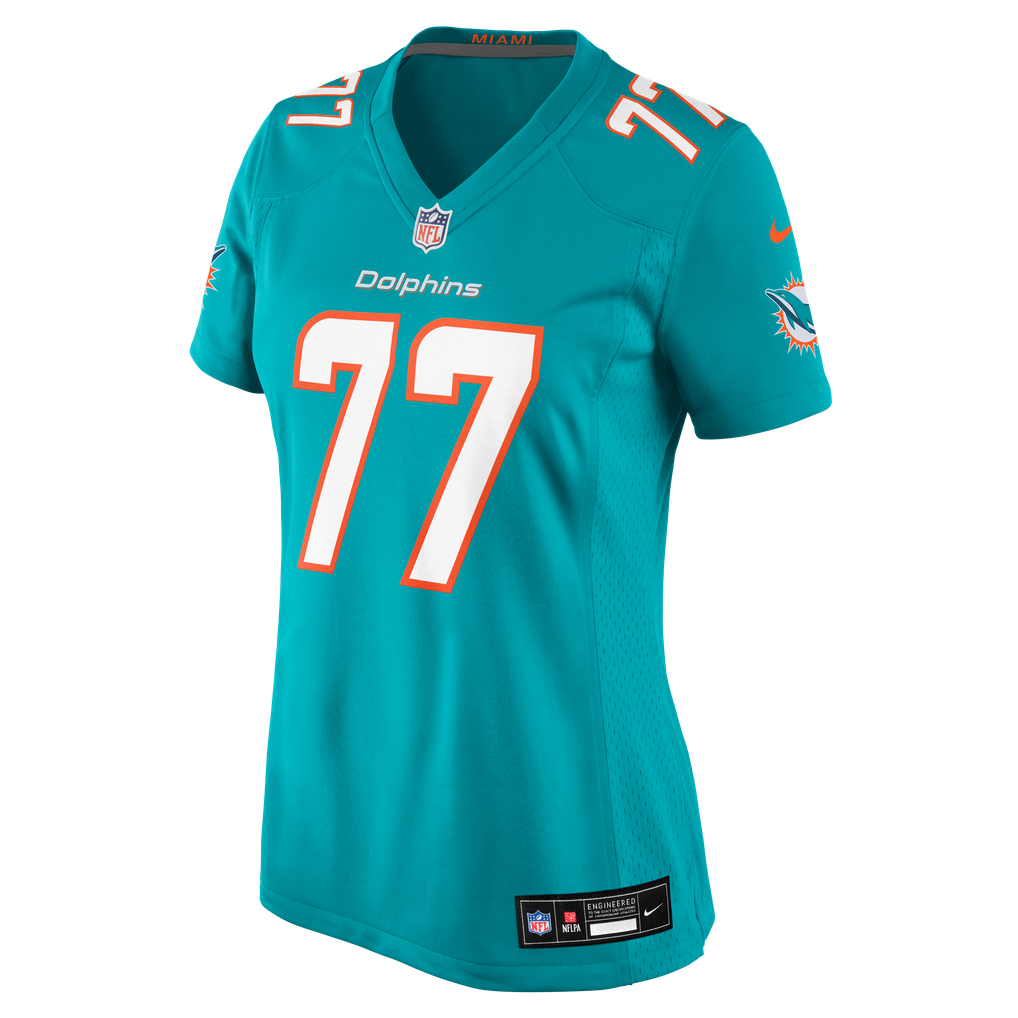 Women's Miami Dolphins Caedan Wallace Aqua Team Game Jersey