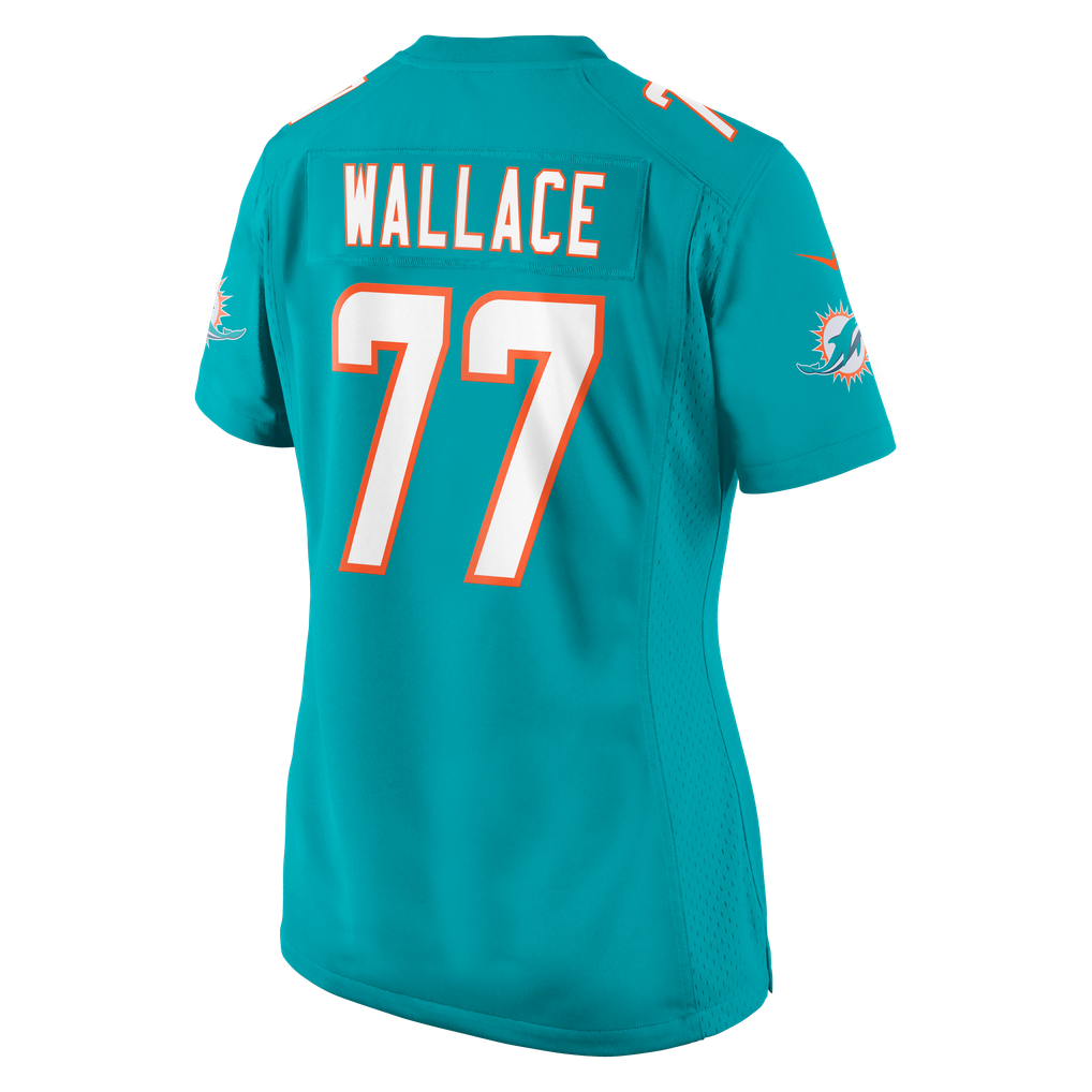 Women's Miami Dolphins Caedan Wallace Aqua Team Game Jersey