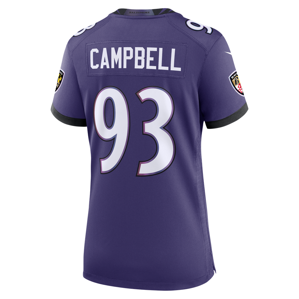 Women's Baltimore Ravens Calais Campbell Purple Team Game Jersey