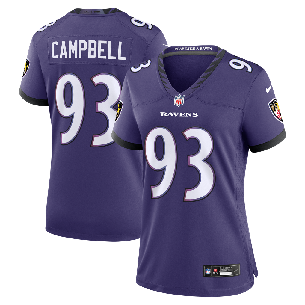 Women's Baltimore Ravens Calais Campbell Purple Team Game Jersey