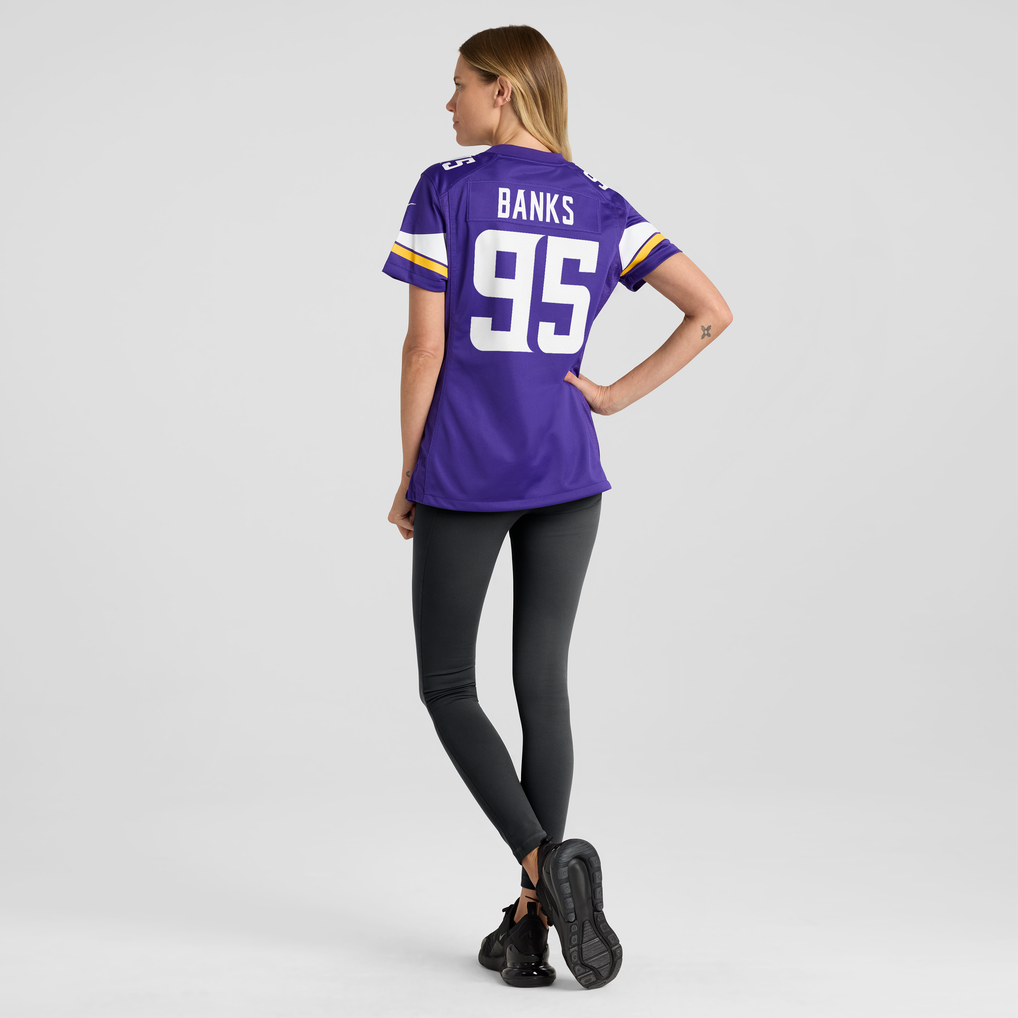 Women's Minnesota Vikings Caleb Banks Purple Team Game Jersey
