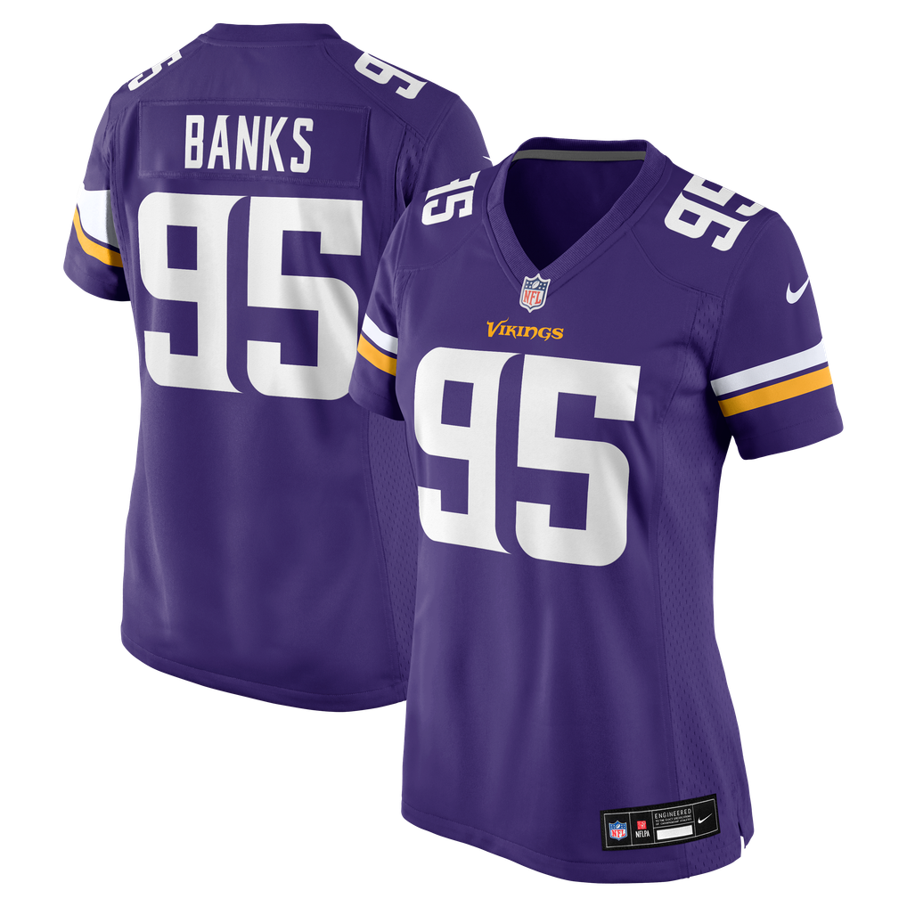 Women's Minnesota Vikings Caleb Banks Purple Team Game Jersey