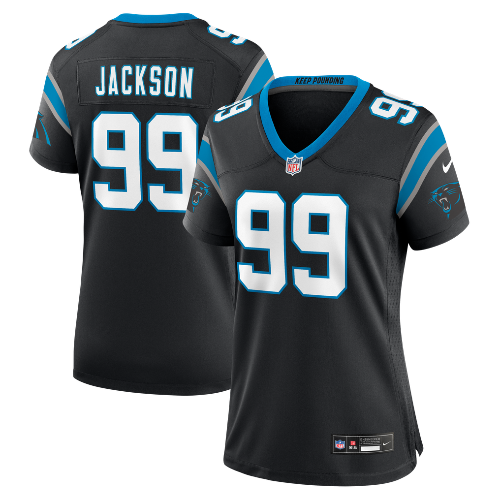 Women's Carolina Panthers Cam Jackson Black Team Game Jersey