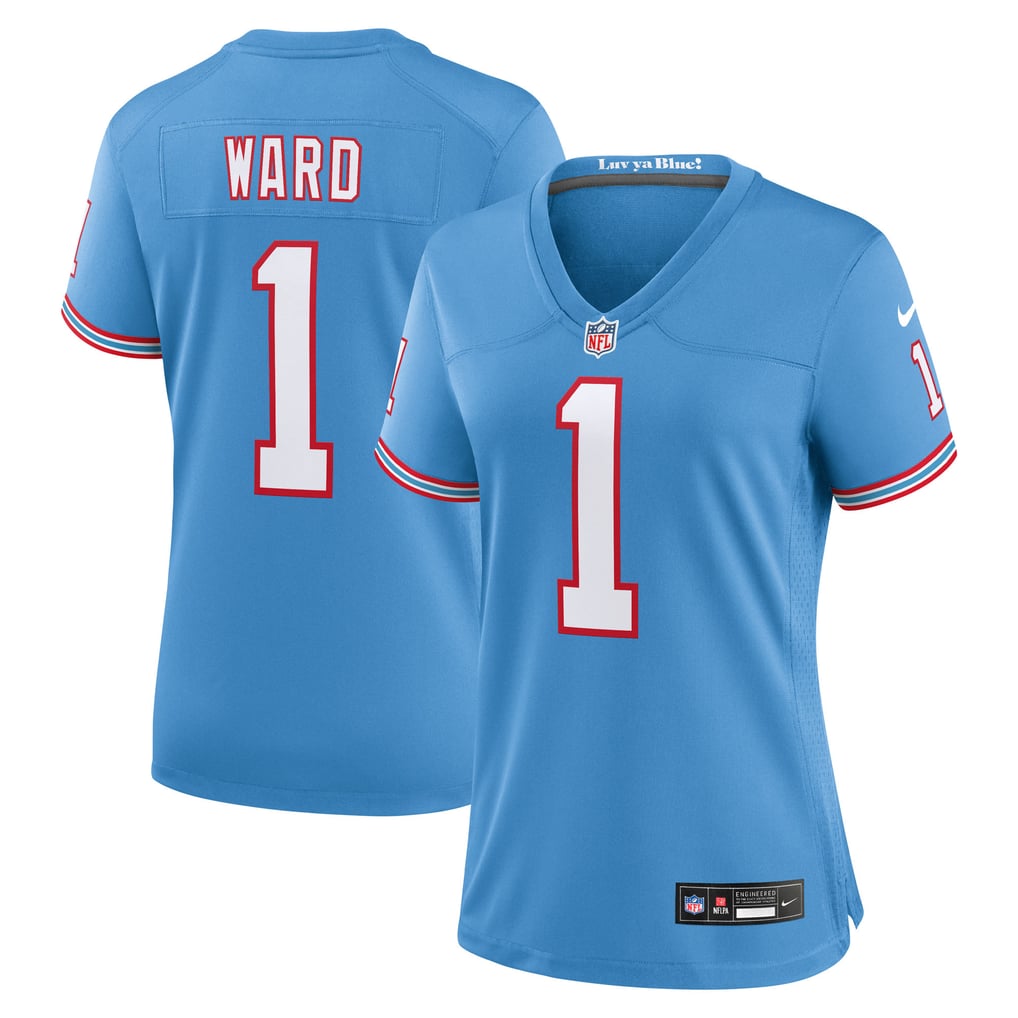 Women's Tennessee Titans Cameron Ward Light Blue Alternate Oilers Throwback Game Jersey