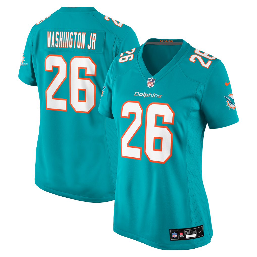 Women's Miami Dolphins Carlos Washington Jr. Aqua Team Game Jersey