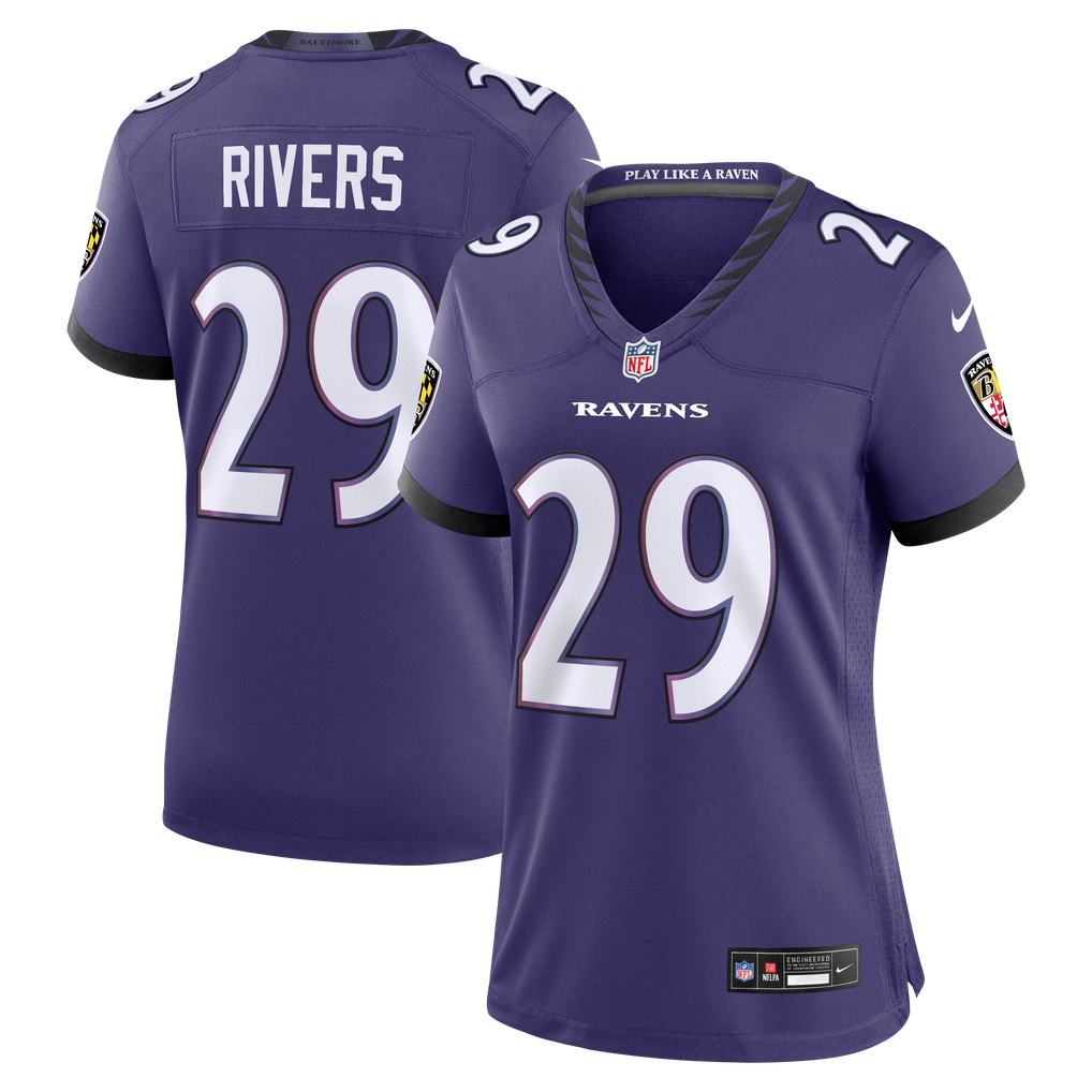 Women's Baltimore Ravens Chandler Rivers Purple Team Game Jersey