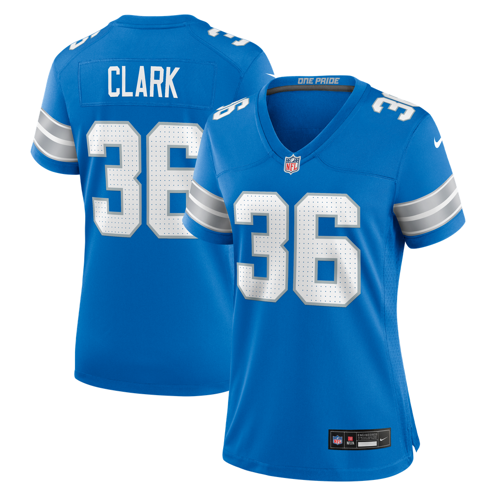 Women's Detroit Lions Chuck Clark Blue Team Game Jersey