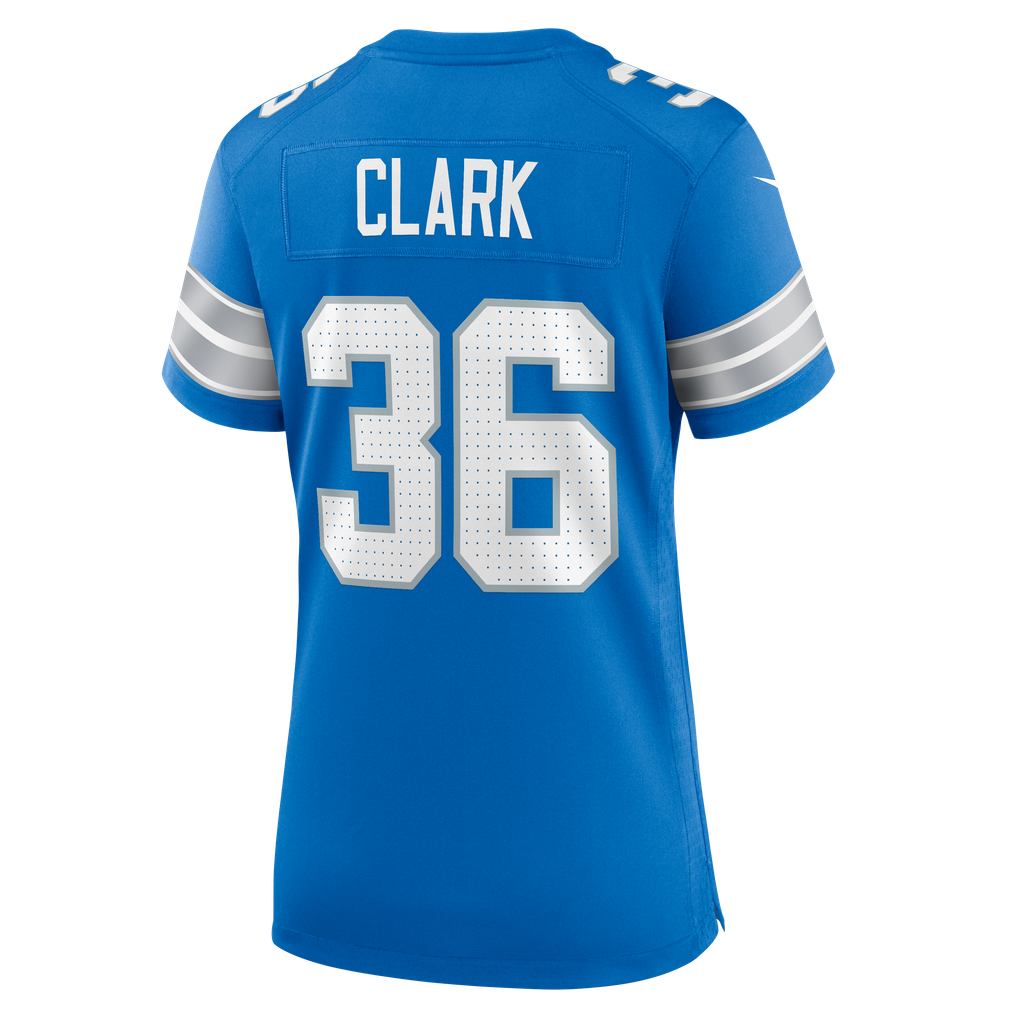 Women's Detroit Lions Chuck Clark Blue Team Game Jersey