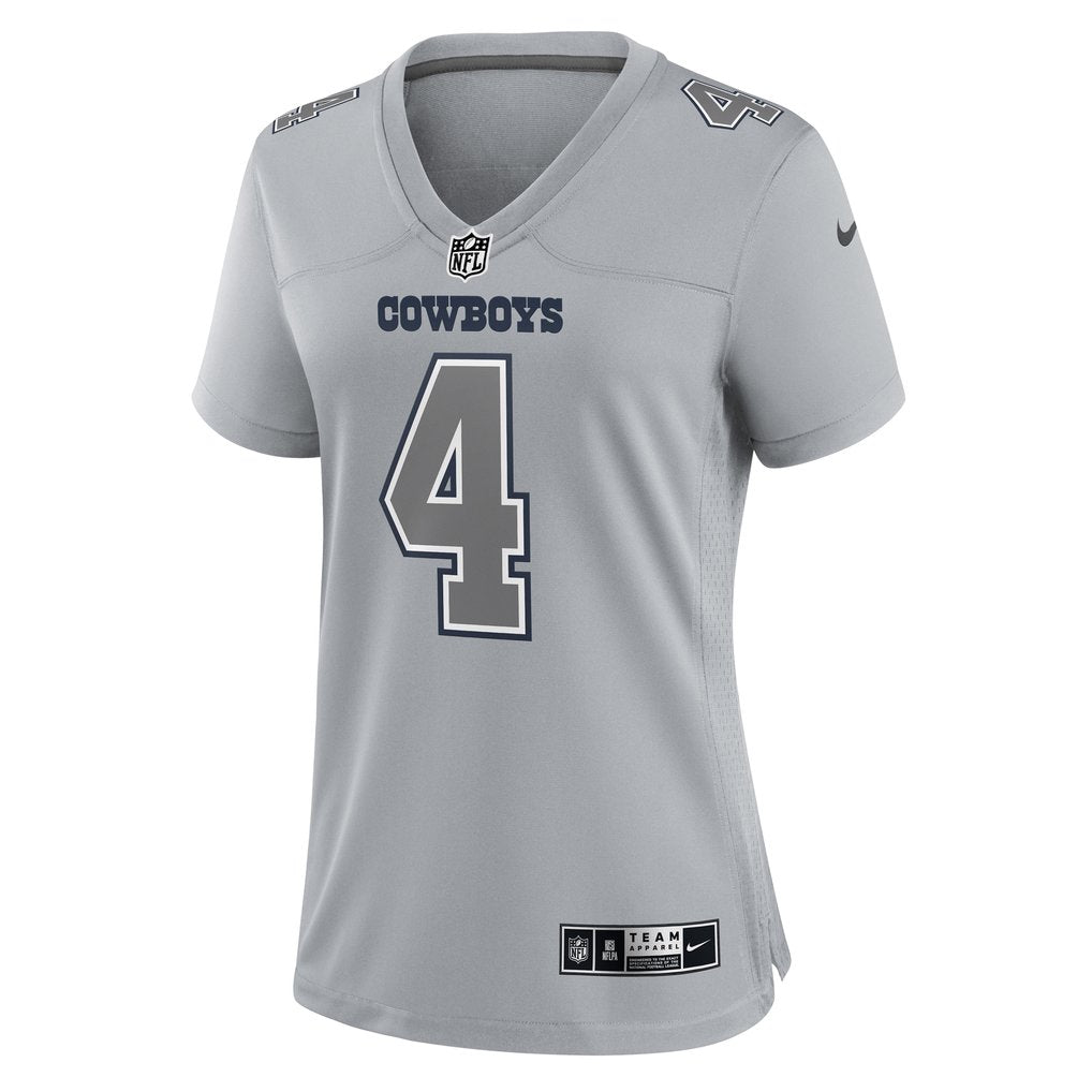Women's Dallas Cowboys Dak Prescott Gray Atmosphere Fashion Game Jersey