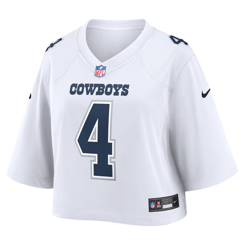 Women's Dallas Cowboys Dak Prescott White Cropped Fashion Game Jersey
