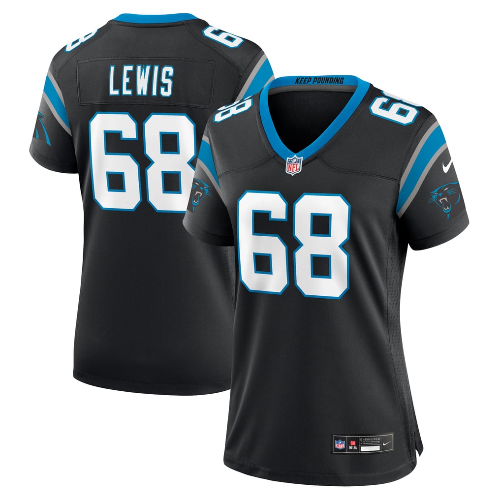 Women's Carolina Panthers Damien Lewis Black Game Jersey