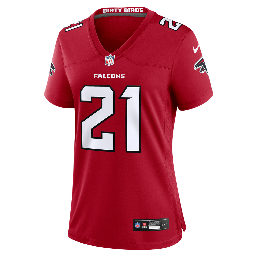 Women's Atlanta Falcons Deion Sanders Red Retired Player Game Jersey