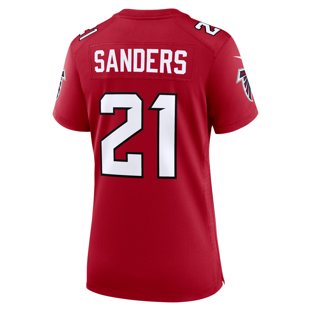 Women's Atlanta Falcons Deion Sanders Red Retired Player Game Jersey