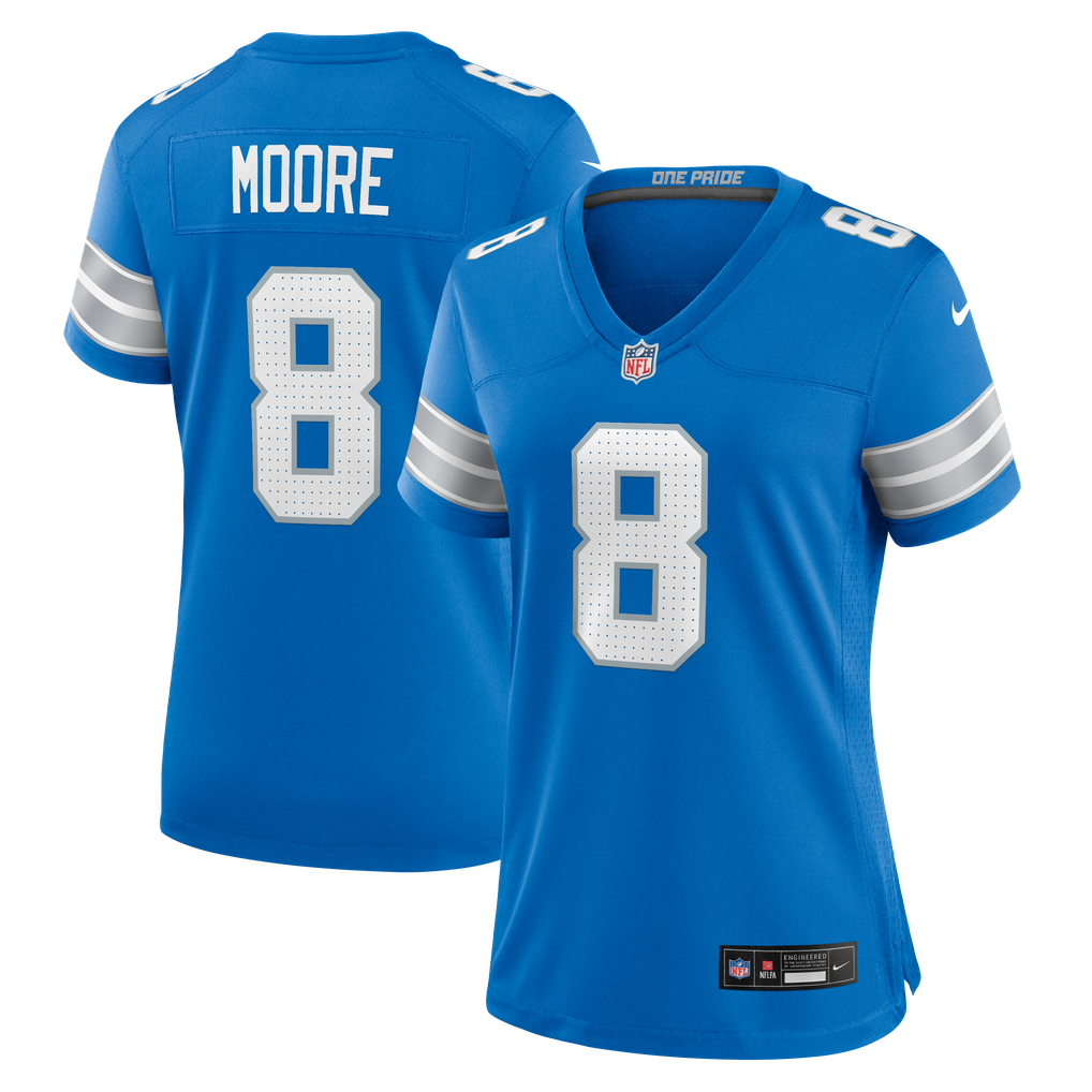 Women's Detroit Lions Derrick Moore Blue Team Game Jersey