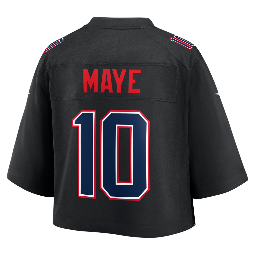 Women's New England Patriots Drake Maye Black Cropped Fashion Game Jersey