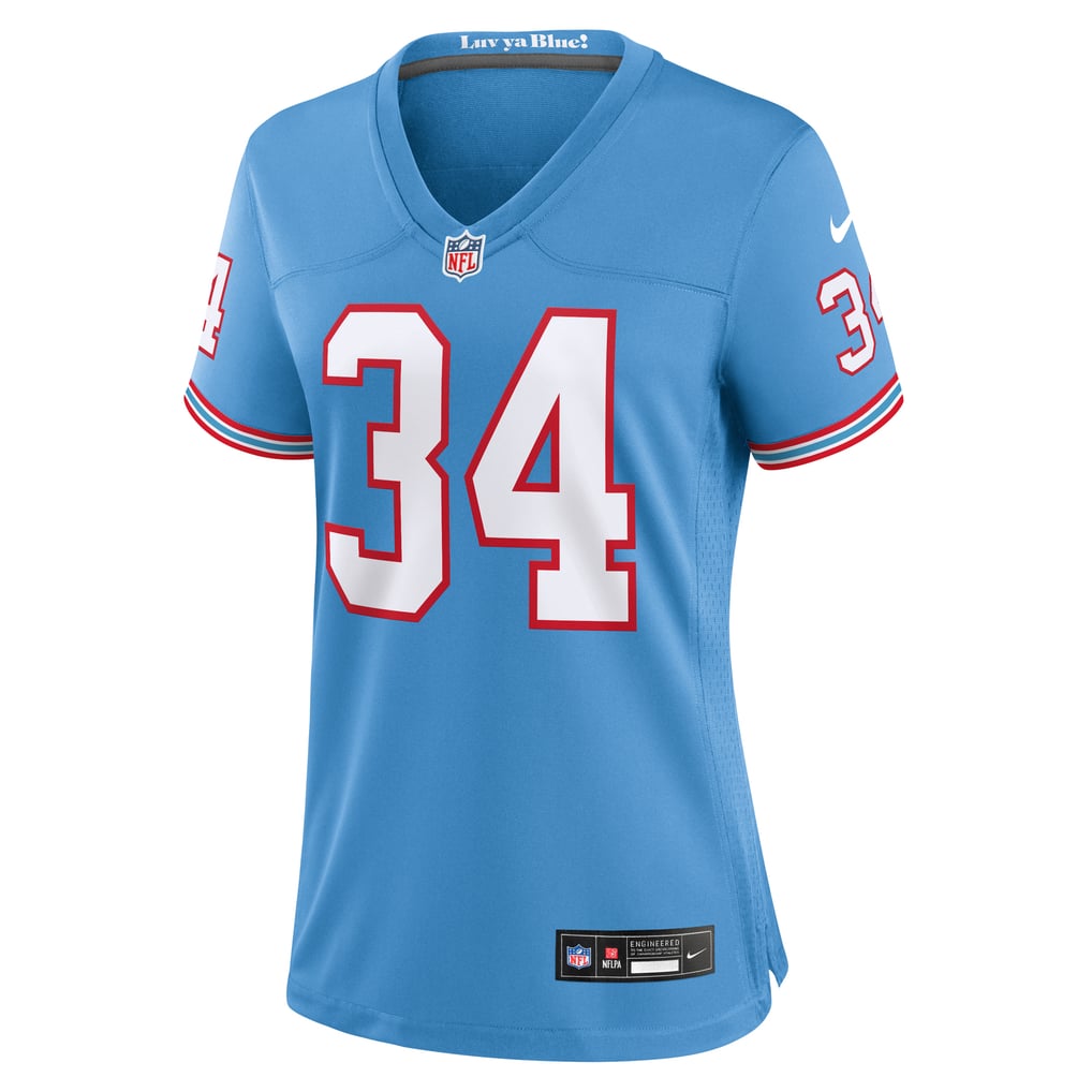 Women's Tennessee Titans Earl Campbell Light Blue Oilers Throwback Retired Player Game Jersey