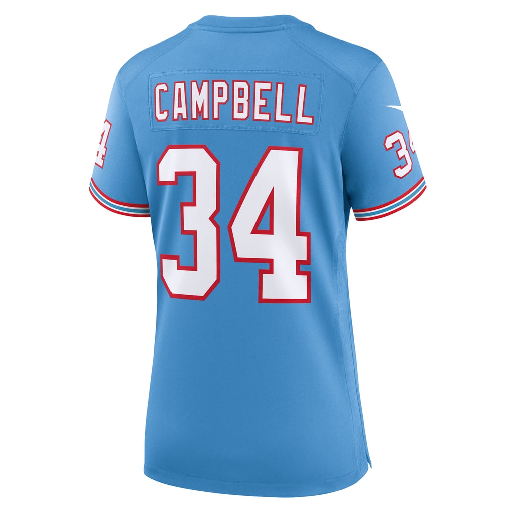 Women's Tennessee Titans Earl Campbell Light Blue Oilers Throwback Retired Player Game Jersey