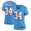 Women's Tennessee Titans Earl Campbell Light Blue Oilers Throwback Retired Player Game Jersey