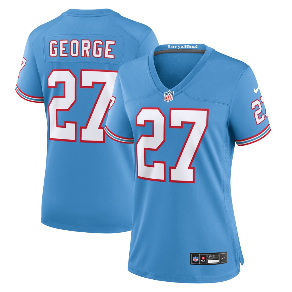 Women's Tennessee Titans Eddie George Light Blue Oilers Throwback Retired Player Game Jersey