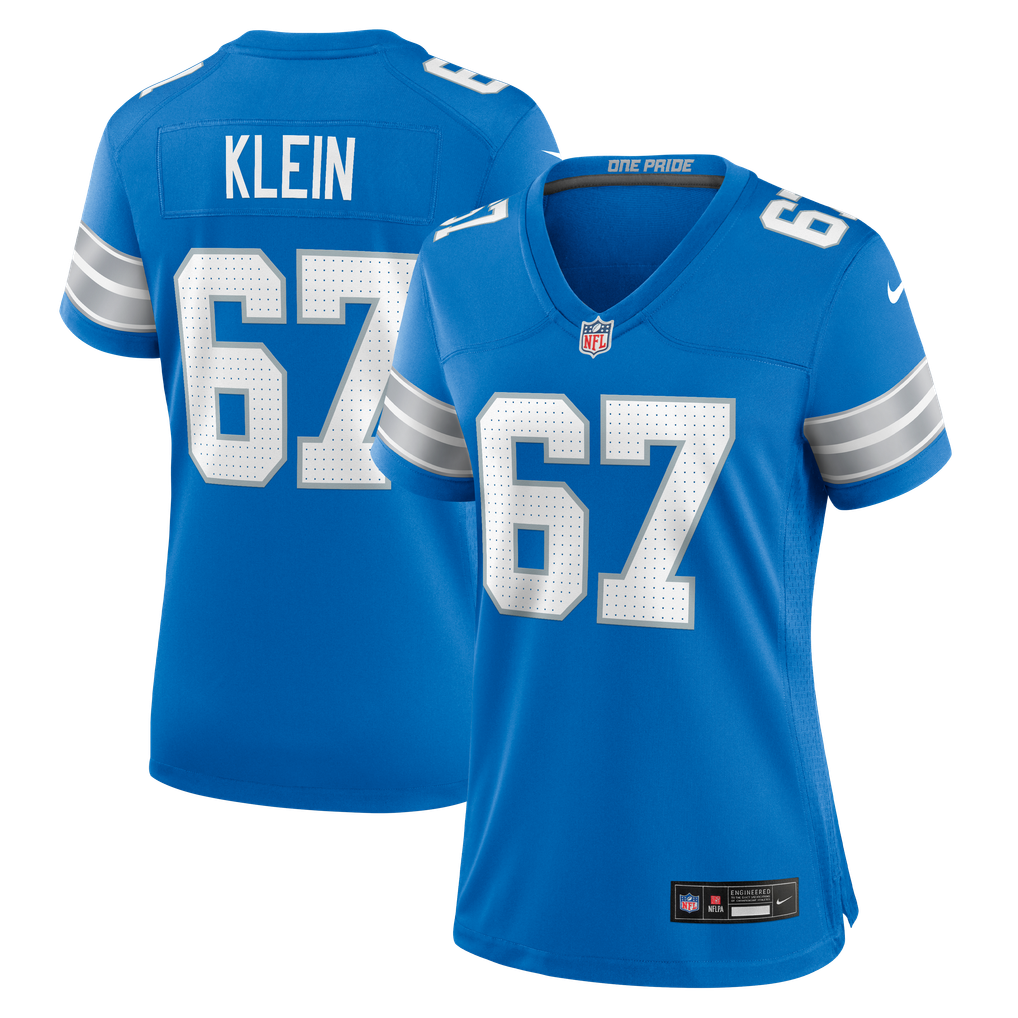 Women's Detroit Lions Elijah Klein Blue Team Game Jersey