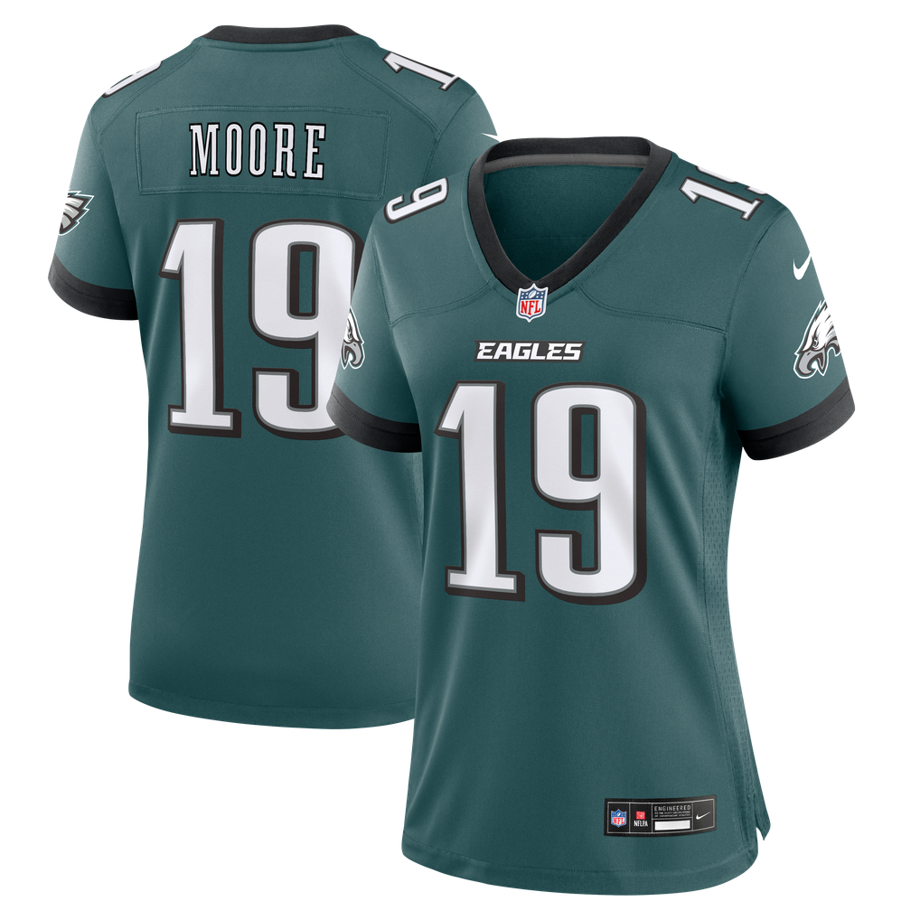 Women's Philadelphia Eagles Elijah Moore Midnight Green Team Game Jersey