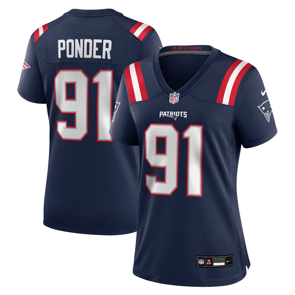 Women's New England Patriots Elijah Ponder Navy Team Game Jersey