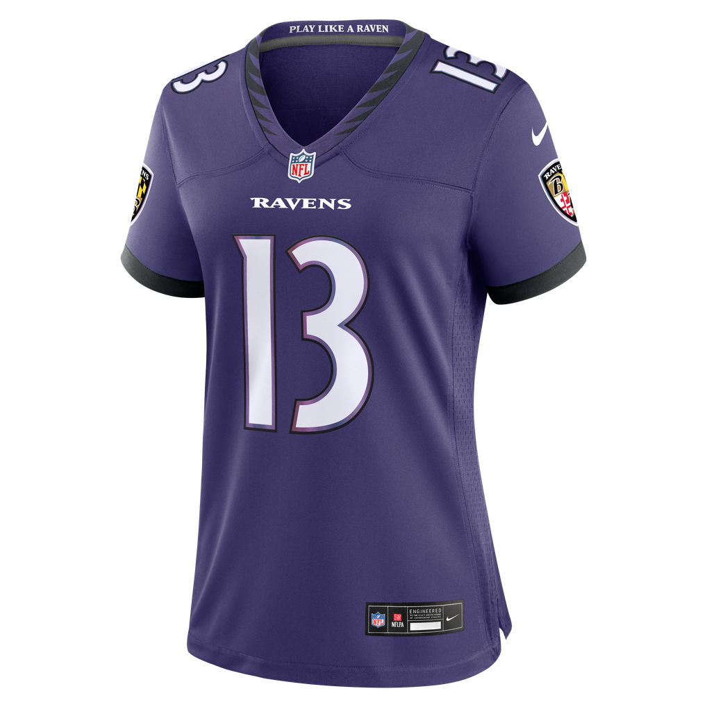 Women's Baltimore Ravens Elijah Sarratt Purple Team Game Jersey