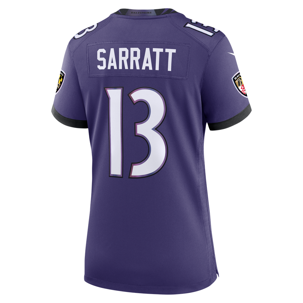 Women's Baltimore Ravens Elijah Sarratt Purple Team Game Jersey