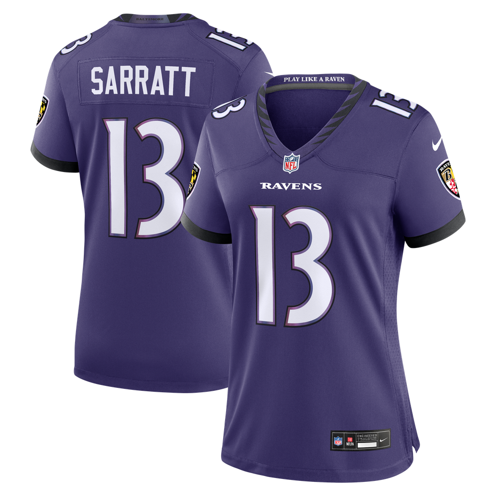 Women's Baltimore Ravens Elijah Sarratt Purple Team Game Jersey