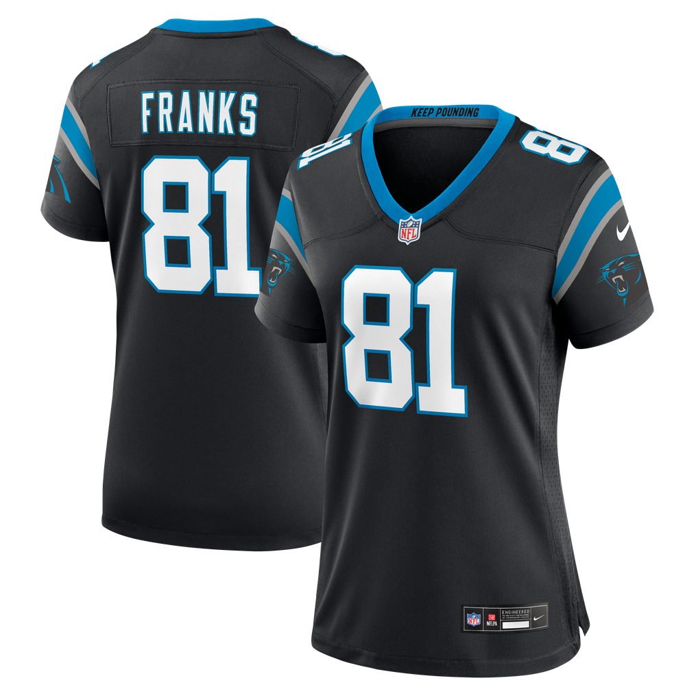 Women's Carolina Panthers Feleipe Franks Black Team Game Jersey