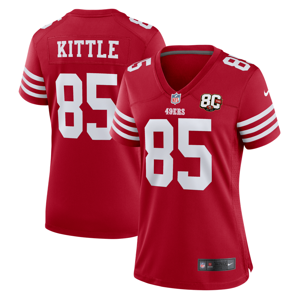 Women's San Francisco 49ers George Kittle Scarlet 80th Anniversary Game Jersey