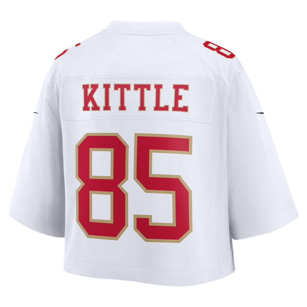 Women's San Francisco 49ers George Kittle White Cropped Fashion Game Jersey