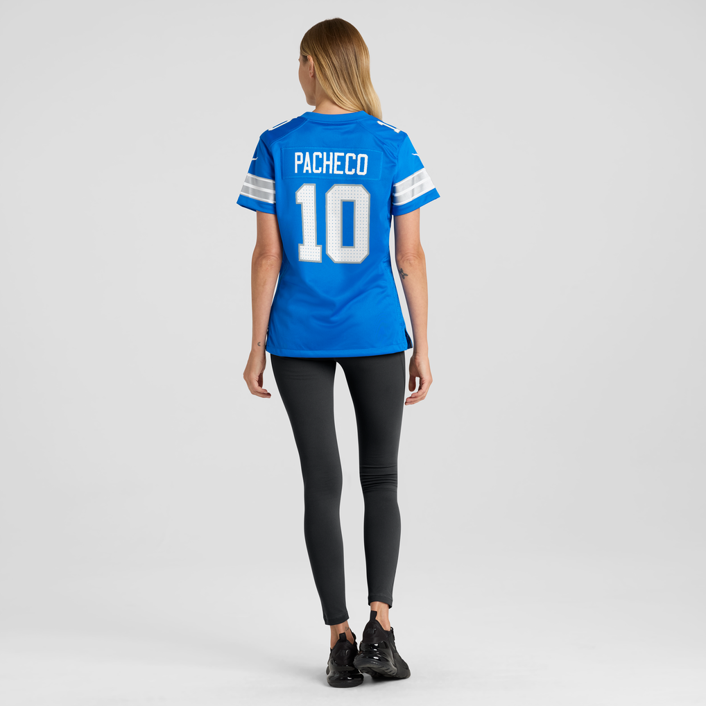 Women's Detroit Lions Isiah Pacheco Blue Team Game Jersey
